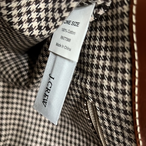 J.Crew Corduroy & Leather Tote with Black & White Houndstooth Lining - Picture 5 of 9